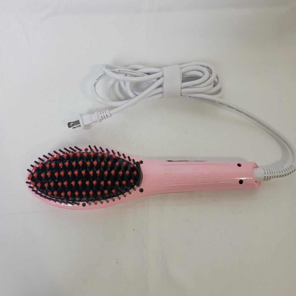 Oak Leaf Hair Brush Straightener PINK Electric Heated Straightener Brush